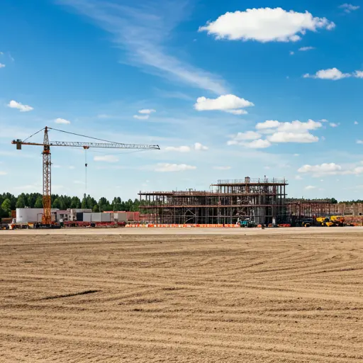 Industrial construction site with safety equipment